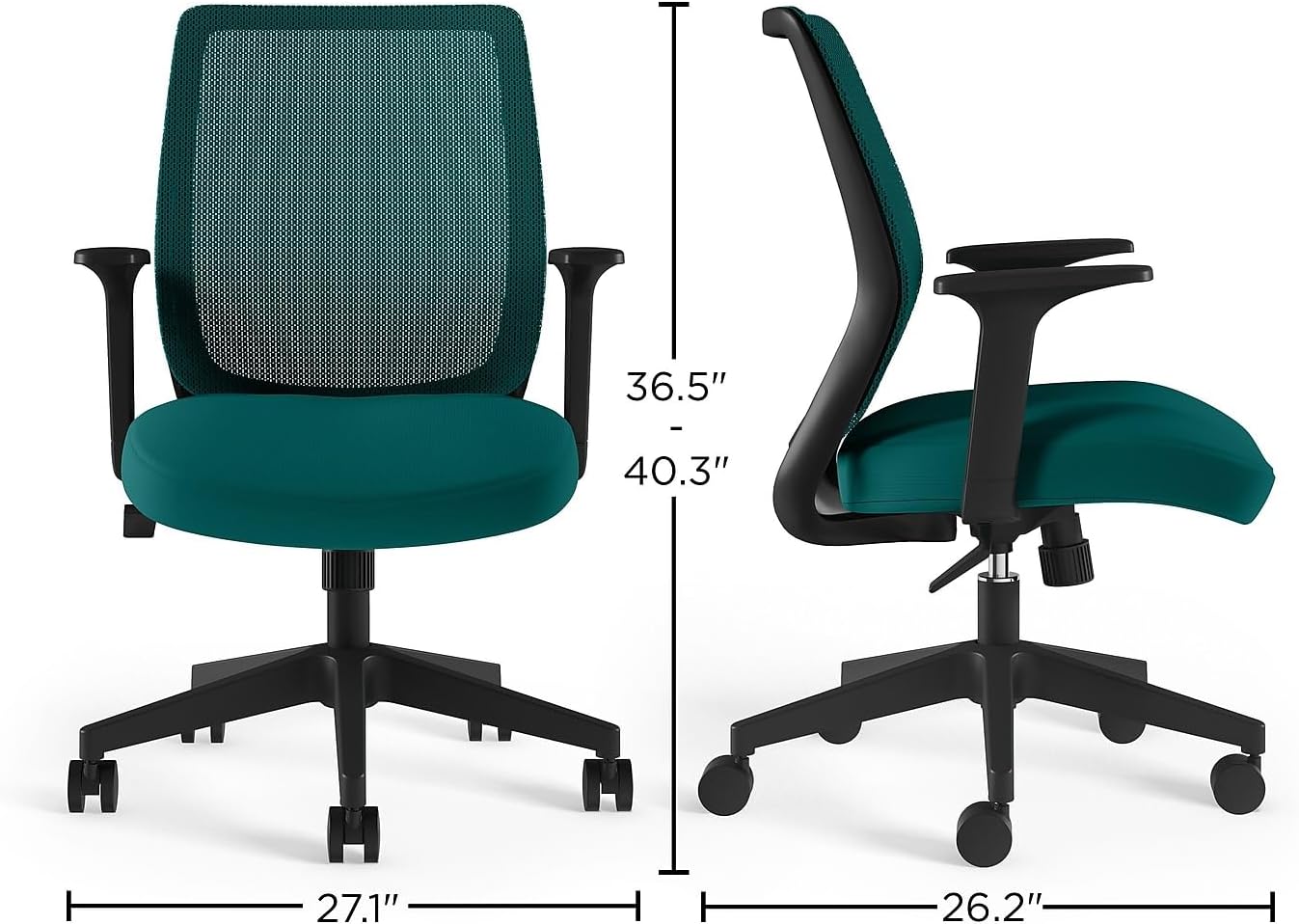 Teal Mesh and Fabric Ergonomic Swivel Task Chair with Fixed Arms