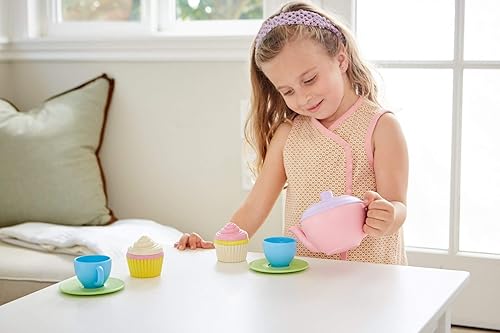 Miniatura 4 de Green Toys Té para dos  Juego de 10 piezas, habilidades motoras, lenguaje y comunicación para niños. Sin BPA, ftalatos, PVC, apto para lavavajillas,