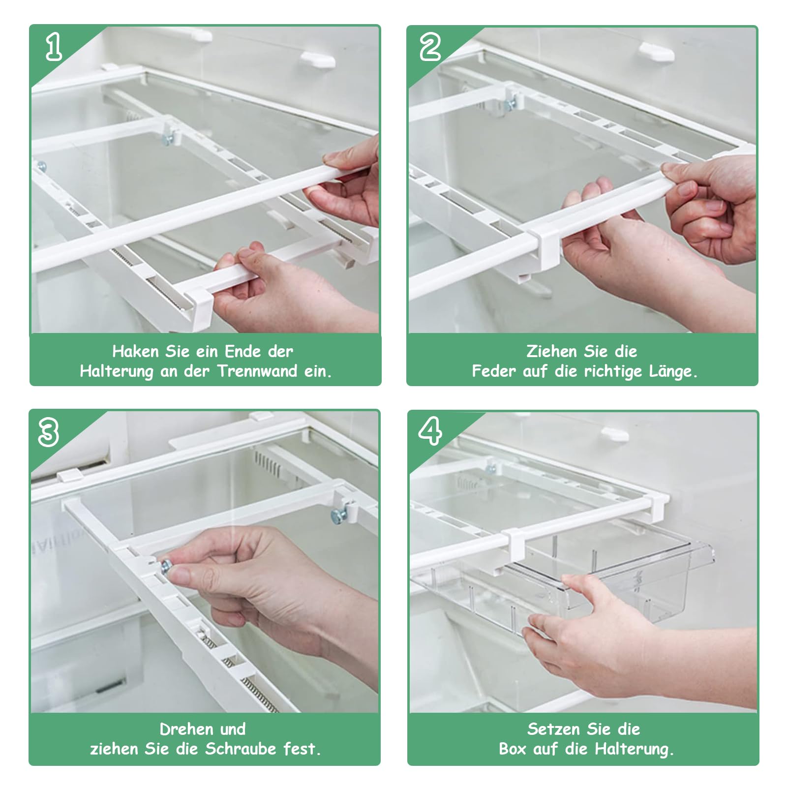 Kühlschrank Organizer, 30,5 x 20 x 8,5 cm, 1 Stück Eierbehälter für Kühlschrank, Ausziehbare Eierschublade, Eierablage, Eierhalter Kühlschranks mit Griff, für Kühlschrankregale, Gefrierschrank, Küche
