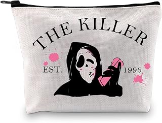 Funny Ghost Face Cosmetic Bag Horror Movie Gift Ghost Face Scary Movie Inspired Zipper Pouch Makeup Bag (Killer EST. 1996 ca)