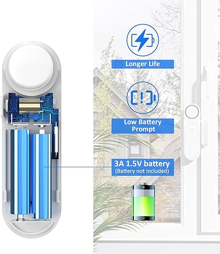 Miniatura 7 de Alarma de ventana y puerta cuando se abre (paquete de 5) para seguridad de los niñosseguridad del hogar, alarma con sensor de apertura de puerta