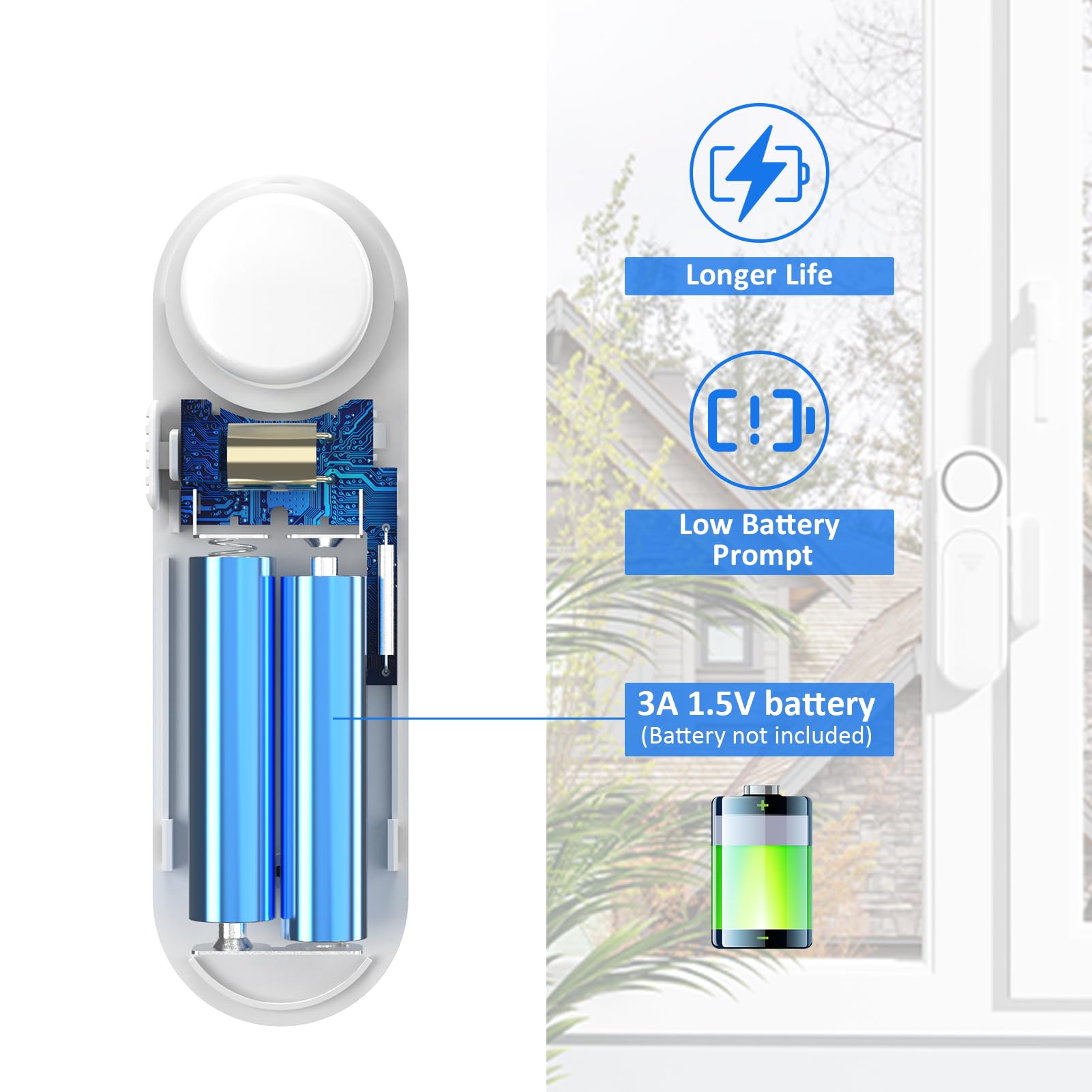 Alarma de puerta cuando se abre (paquete de 5), sensor de apertura de puerta y ventana de 120 dB para seguridad del hogar/seguridad de los niños/seguridad de la piscina, sensor de apertura de puerta