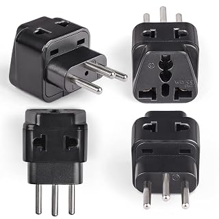 Orei India to Switzerland, Rwanda, Liechtenstein (Type J) Travel Adapter Plug - 2 in 1 - CE Certified - RoHS Compliant - 4 Pack - Black Color (P21-11A-4PK)