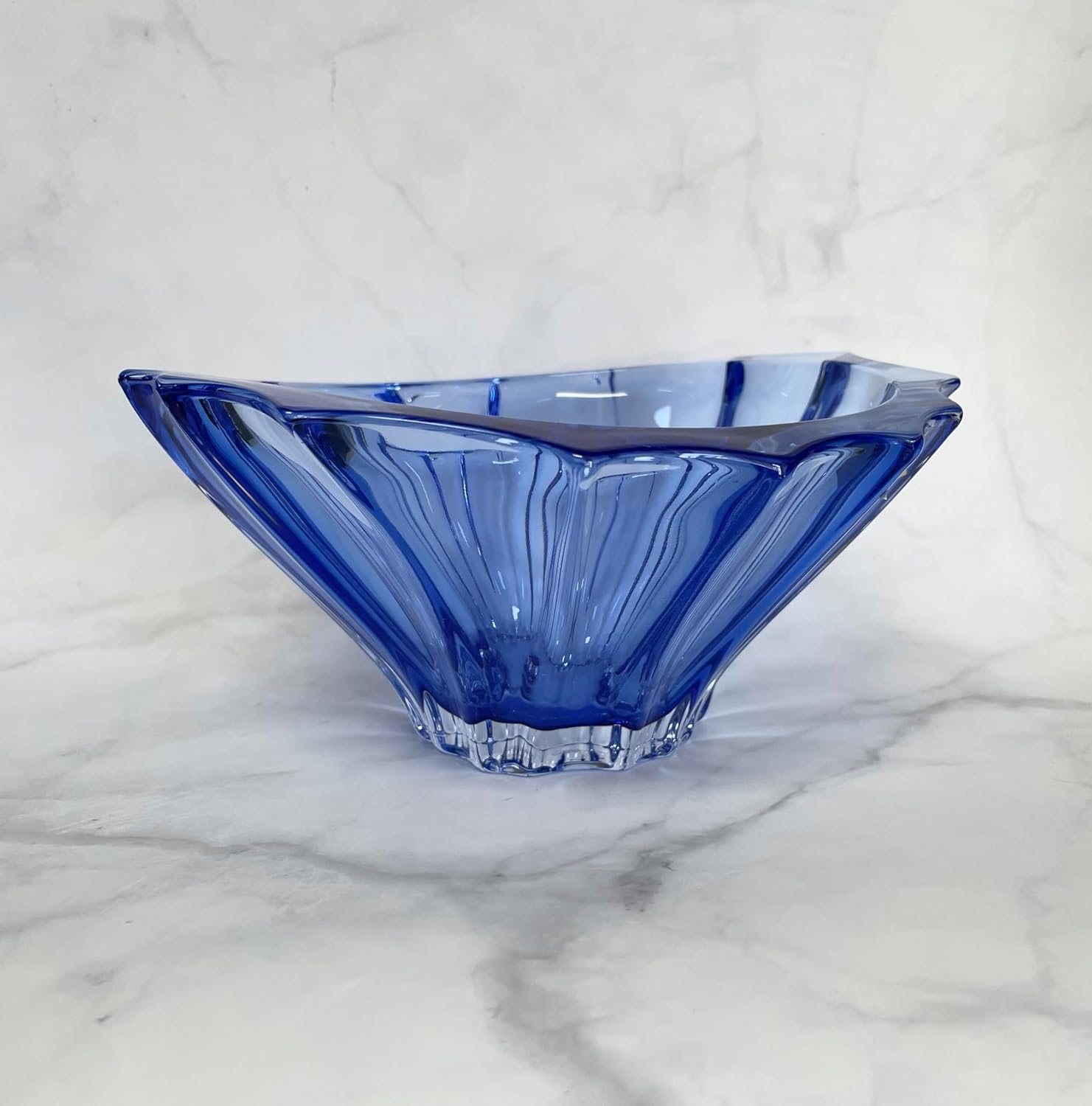 Treasury Bowl Vase 7 inch,Crystal Glass Desert Dish ,Home Decor, Centerpiece Blue Fruits Bowl,Bohemia Czech Crystal Glass, Wedding Gift