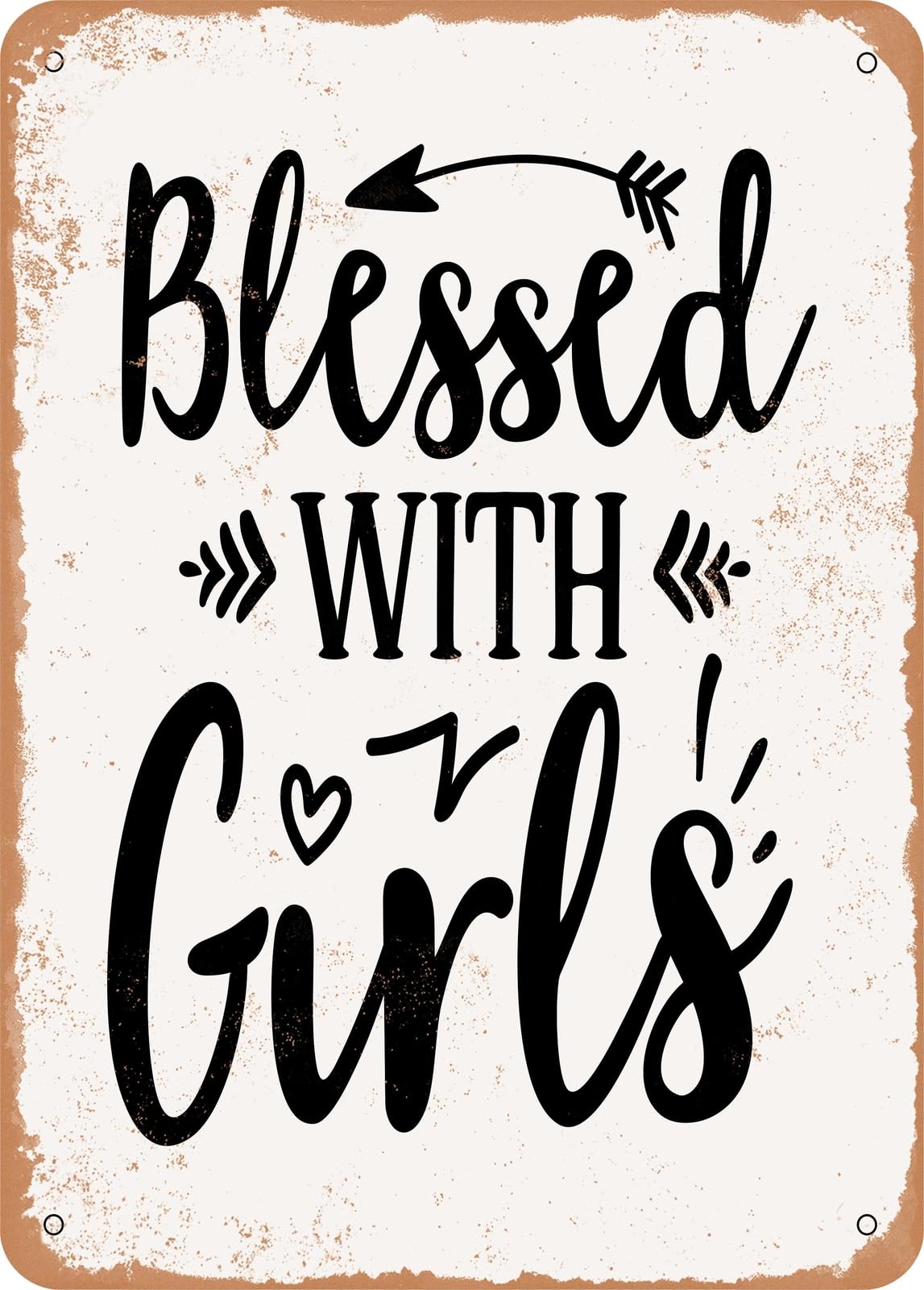 Miaomansenstore Girls Metal Sign - Blessed With - Vintage Look Home Decor