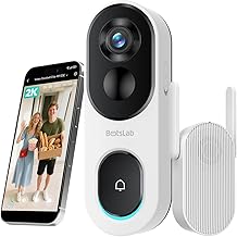 BOTSLAB 2K Doorbell Camera Wireless, 180° Head-to-Toe View, No Monthly Fee, Video Doorbell with 2-Way Audio, Human Detection, 5200mAh Battery, 2.4Ghz WiFi