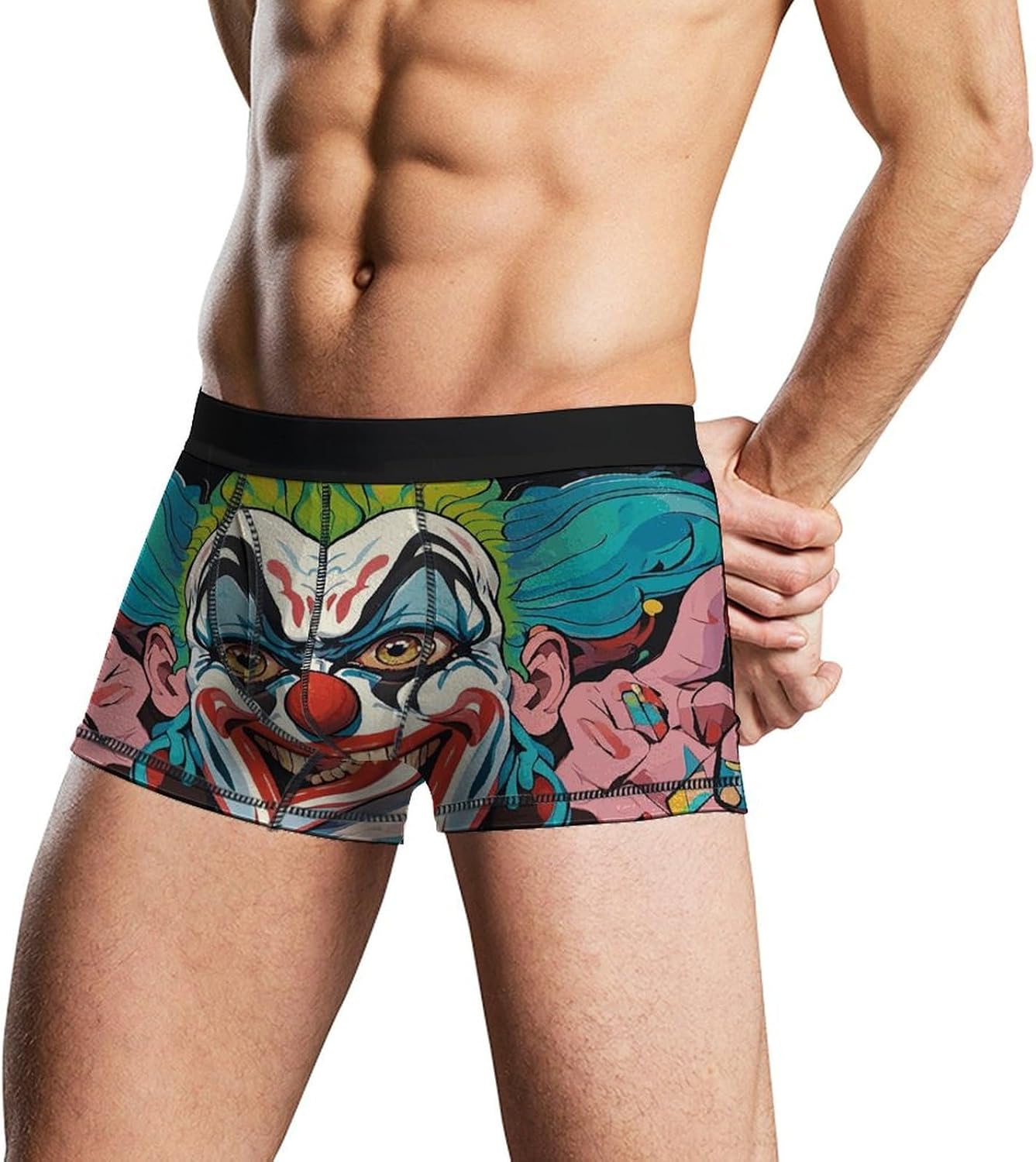 Clowns Mens Boxer Briefs Short Breathable Underwear Trunks Soft Moisture-Wicking Boxer Shorts Novelty Underpants