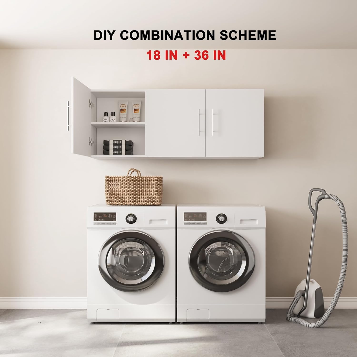 Small Wall Cabinet, 18" W x 12" D x 20" H Wooden Wall Mounted Storage Cabinet, 1 Door Cabinet with Soft Close and Metal Handle and Adjustable Shelf, for Kitchen, Garage, Laundry, Bathroom, White