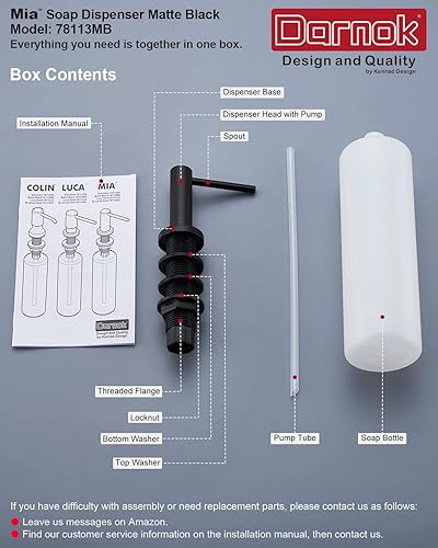 Miniatura 6 de Darnok 78111SS Luca - Dispensador de jabón para platos para fregadero de cocina, bomba para lavar platos, jabón líquido o loción de manos, recarga