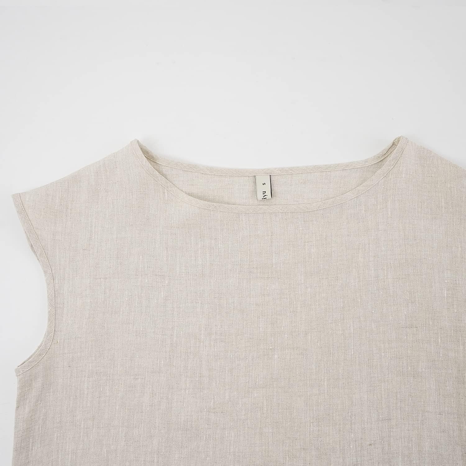 Amazhiyu Womens 100% Linen Casual Cap Sleeve Tops Basic Summer Loose Fit Blouse - Image 3