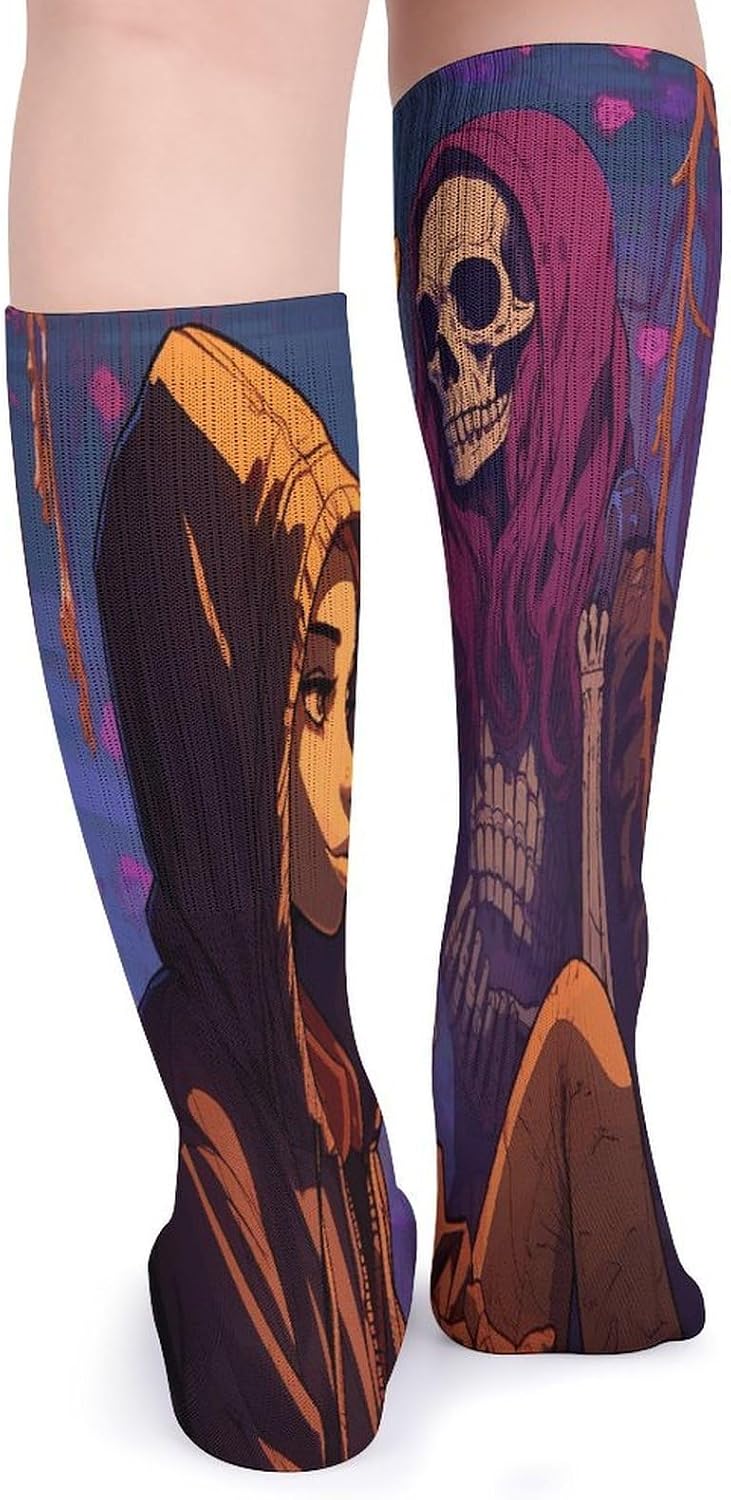Girl And Skull Stocking - Cute Casual Long Athletic,Crew Sock for Men Women,Running Socks Soft Breathable for Gift