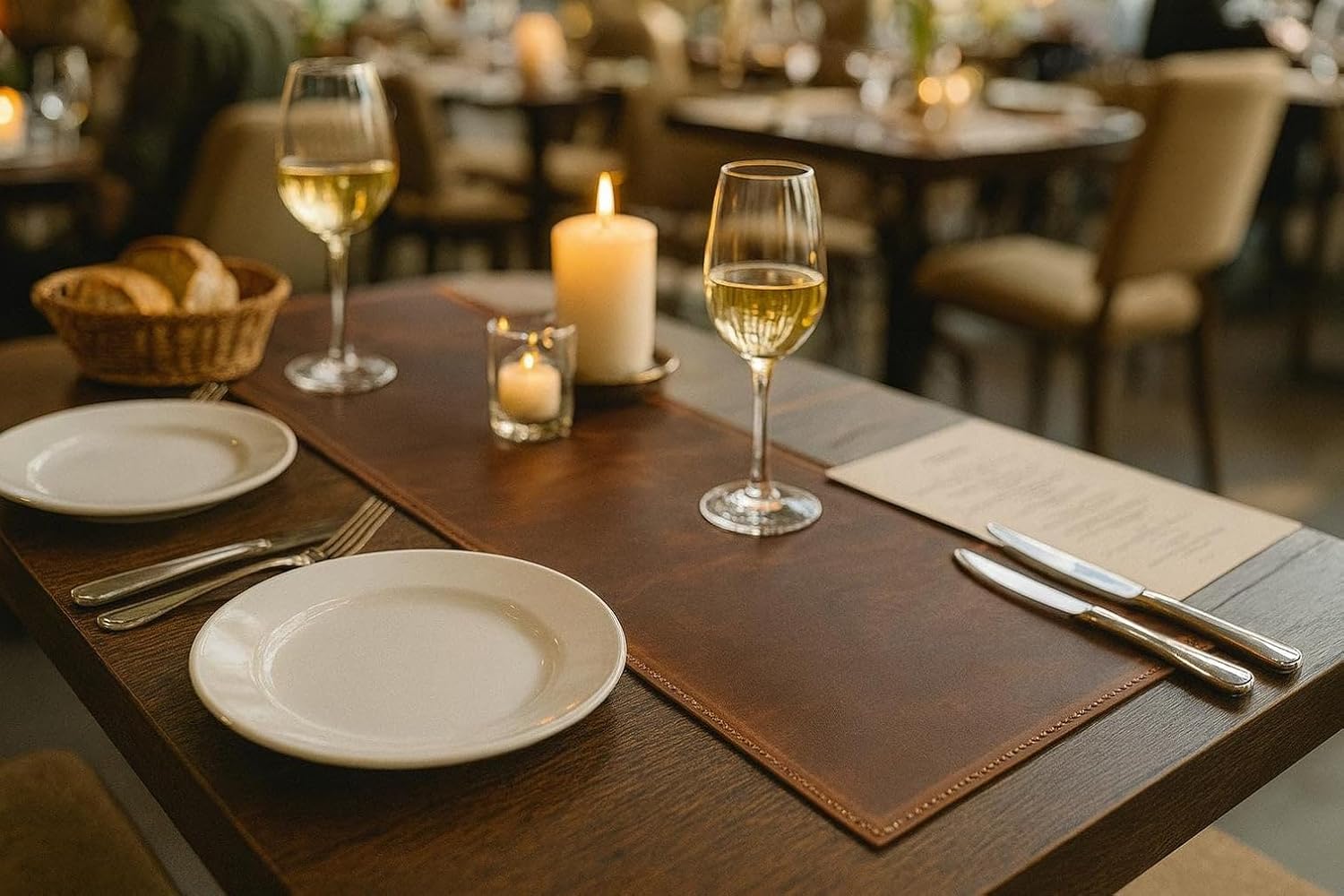Distressed Leather Table Runner, Handmade Personalized Dining Table Mat, Premium Leather Dining Mat