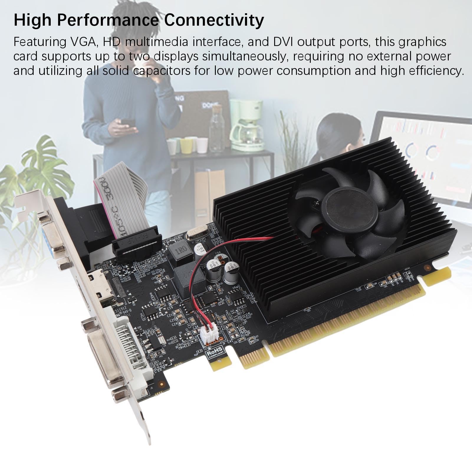 Karta Graficzna GT 730 4 GB, Komputer o Niskim Profilu GPU DDR3 128 Bit 700 MHz 667MHz PCI Express 1.1 X16 PC Karta Wideo z Interfejsem Multimedialnym VGA DVI HD do Pracy