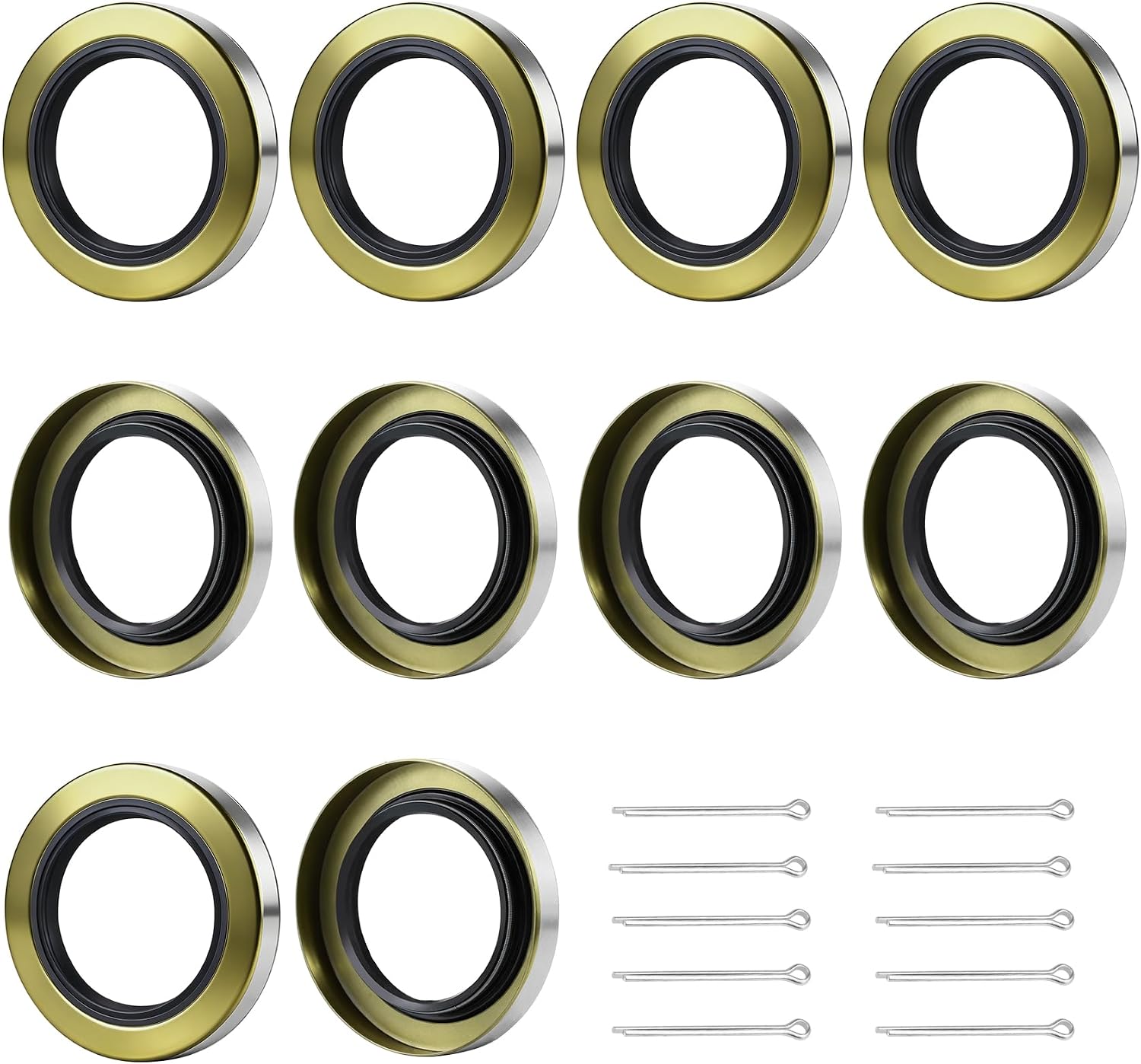 1.719''I.D x 2.565''O.D Trailer Axle Hub Wheel Grease Seals with Cotter Pins | 4-Pack Double Lip Grease Seals Fits 3500lb #84 Lube Axle, 171255TB, 010-019-00 Dexter, 473336, Spindles Hub Wheel