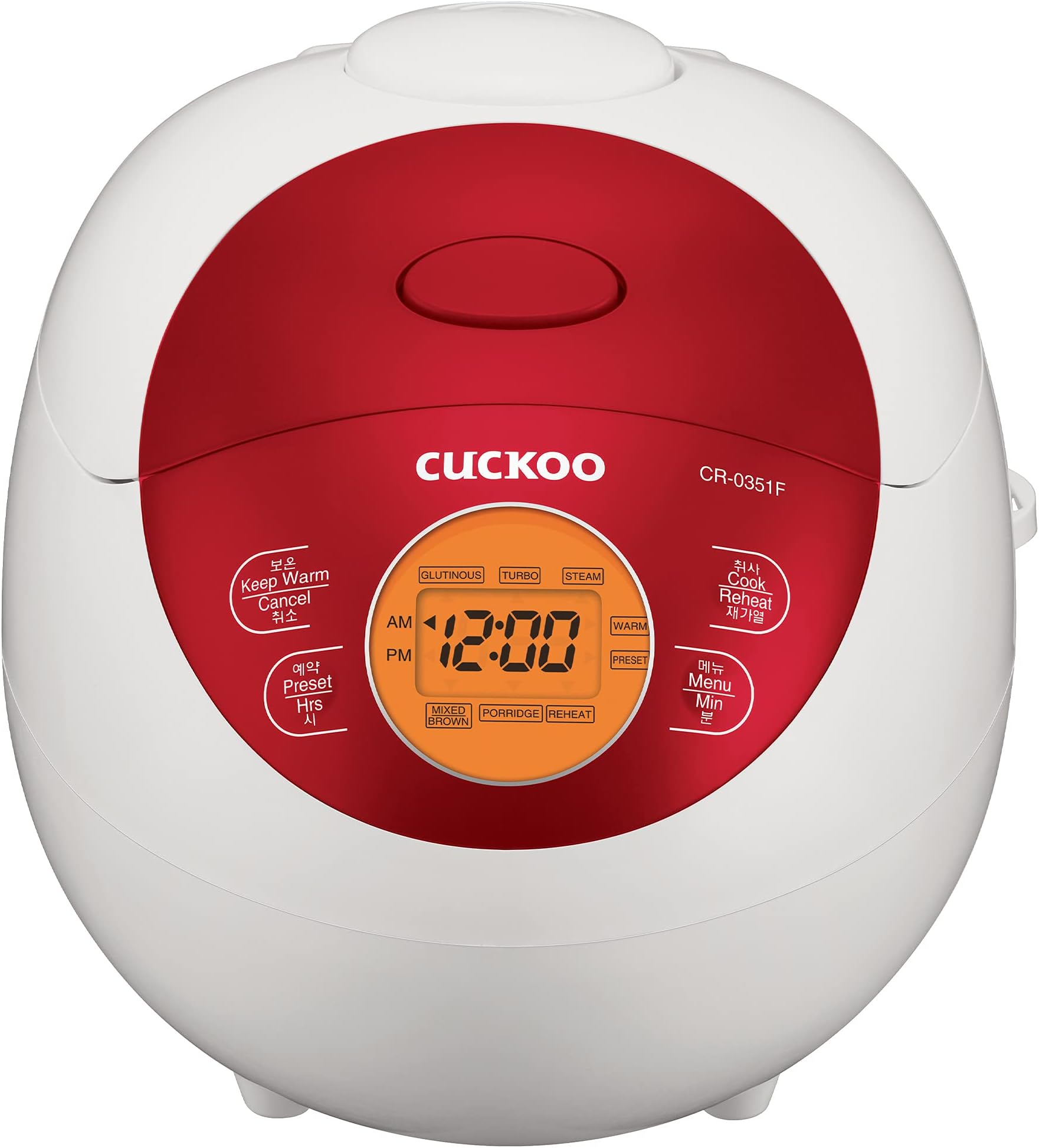 Micom Rice Cooker 6 Cup Uncooked / 12 Cup Cooked, Korean Fuzzy Logic Rice Cooker Small with Delay Timer & Keep Warm Setting, Versatile Food Steamer with Non-Stick Inner Pot, Red (CR-0351F)