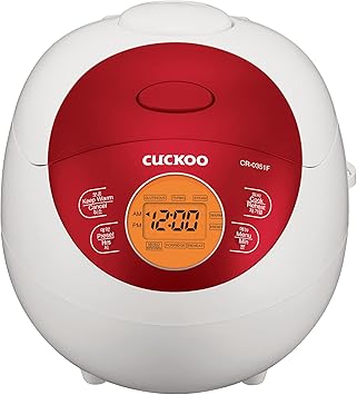 CUCKOO Micom Rice Cooker 3 Cup Uncooked / 6 Cup Cooked, Korean Fuzzy Logic Rice Cooker Small with Delay Timer & Keep Warm Setting, Versatile Food Steamer with Non-Stick Inner Pot, Red CR-0351F
