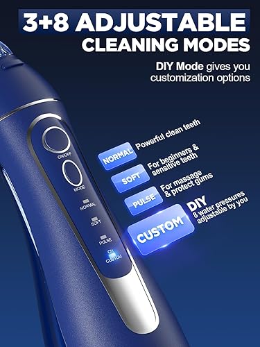 Miniatura 3 de Oralfree Irrigador dental de agua inalámbrico para limpieza de dientes, 4 modos, irrigador oral de 10.1 fl oz, limpiador de hilo dental, recargable,