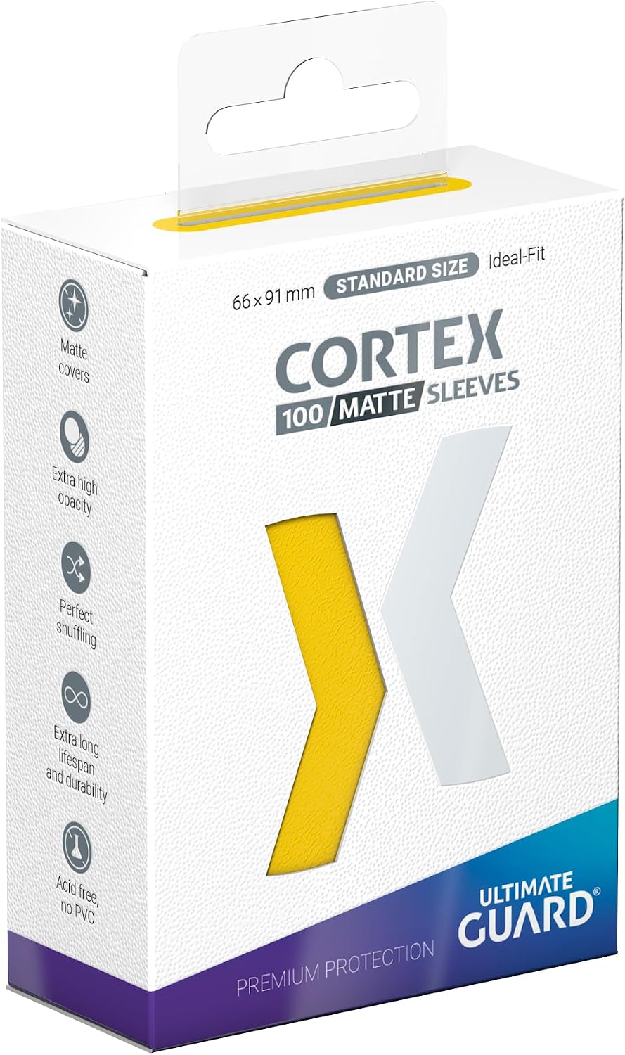 Ultimate Guard Cortex Outer Card Sleeves, 100 Standard Size TCG Sleeves, 66 x 91mm, Yellow Back, Matte Finish, No PVC & Acid-Free, High Clarity image 2