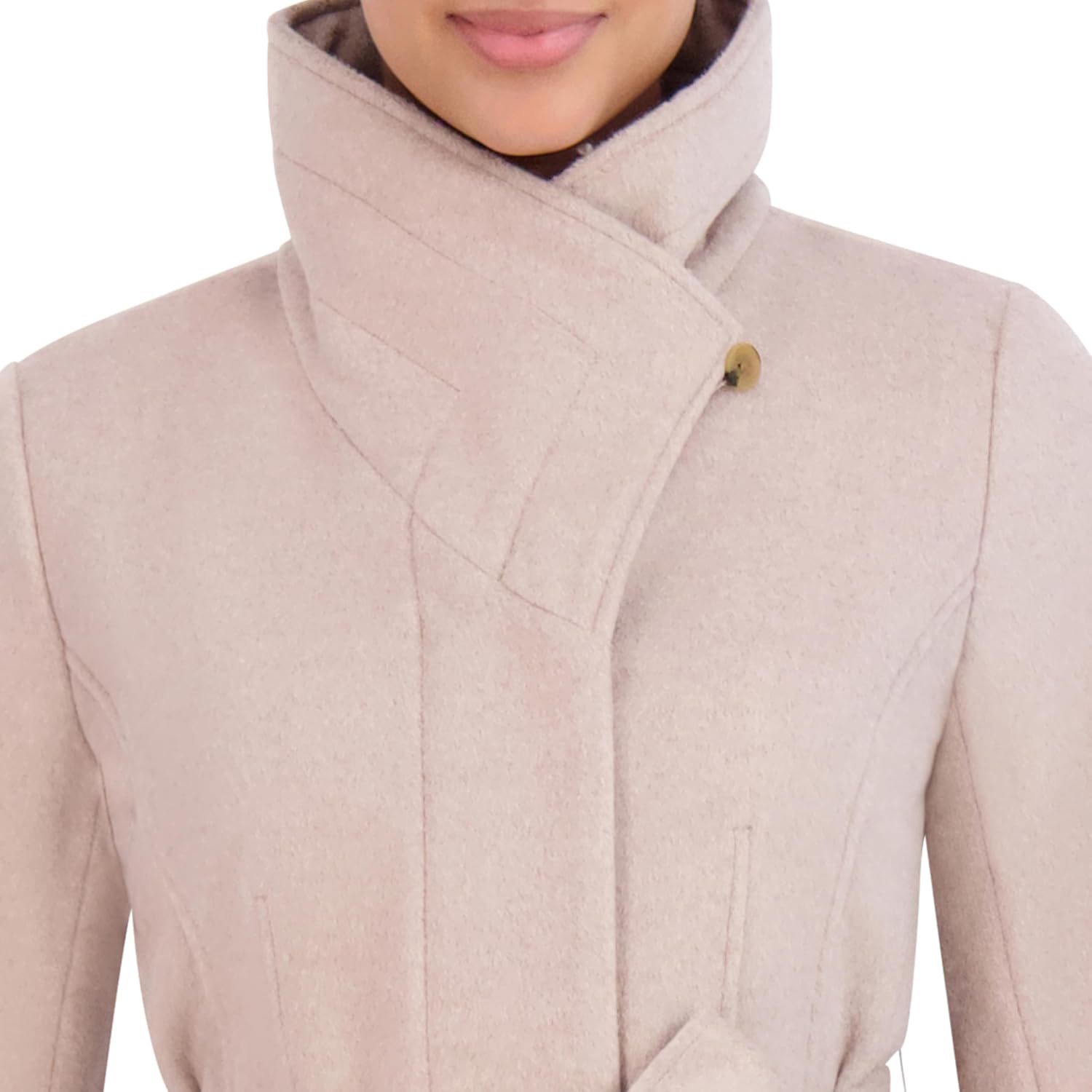 Cole Haan Women's Long Sleeve Formal Slick Wool Zip Up Coat - Image 4