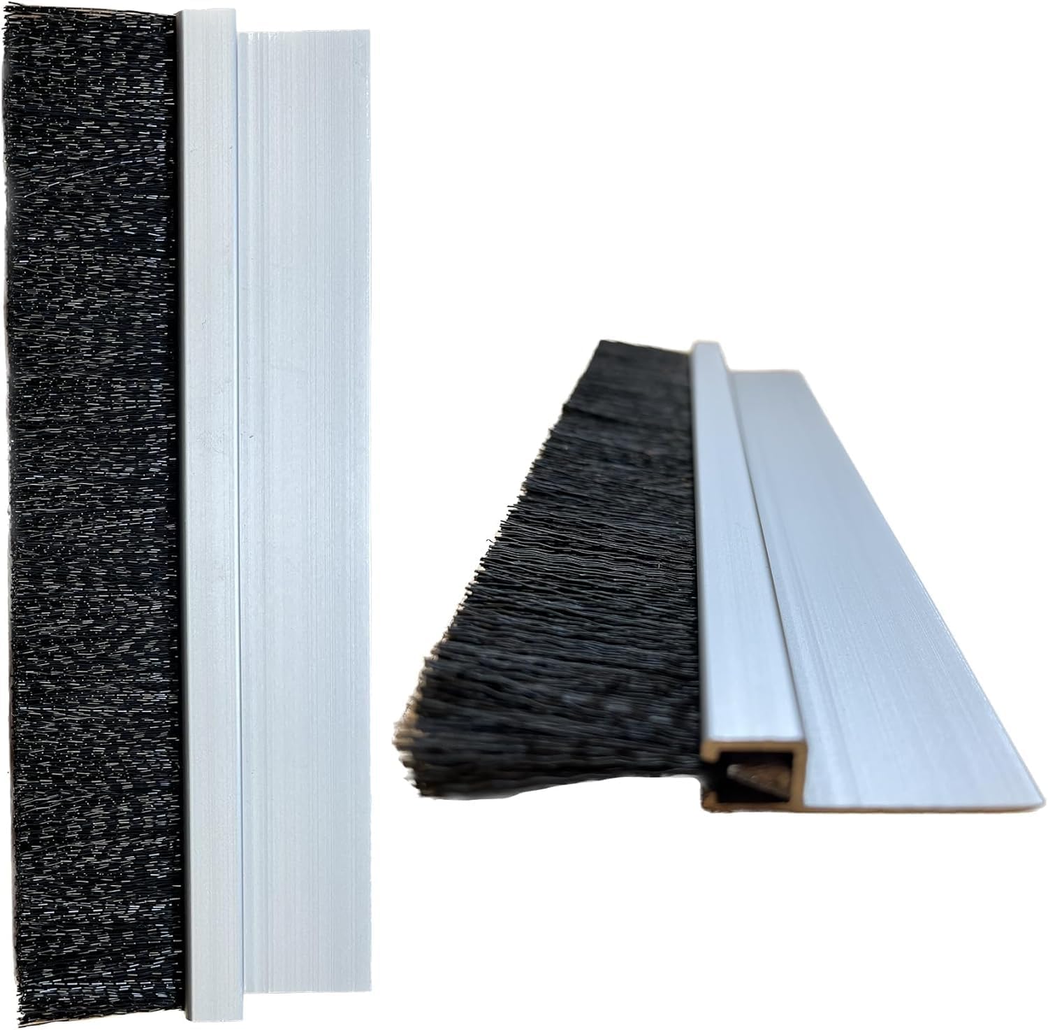 JaCor 1" Nylon Brush Seal Weatherproofing, 1.0" Brush Seal x 1.0" Straight Holder x 8ft + 8ft Brushes (16ft Total)