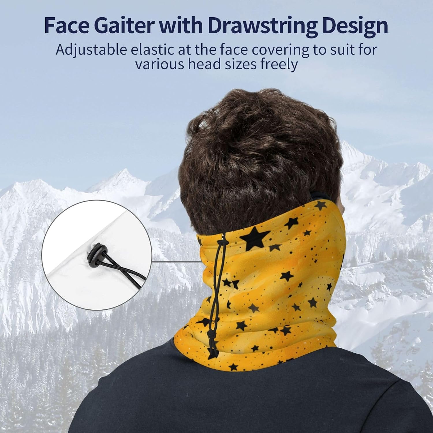 Winter Face Mask Elastic Headband Cold Weather Neck Warmer for Men Women, Yellow Ripple Adjustable Neck Gaiter