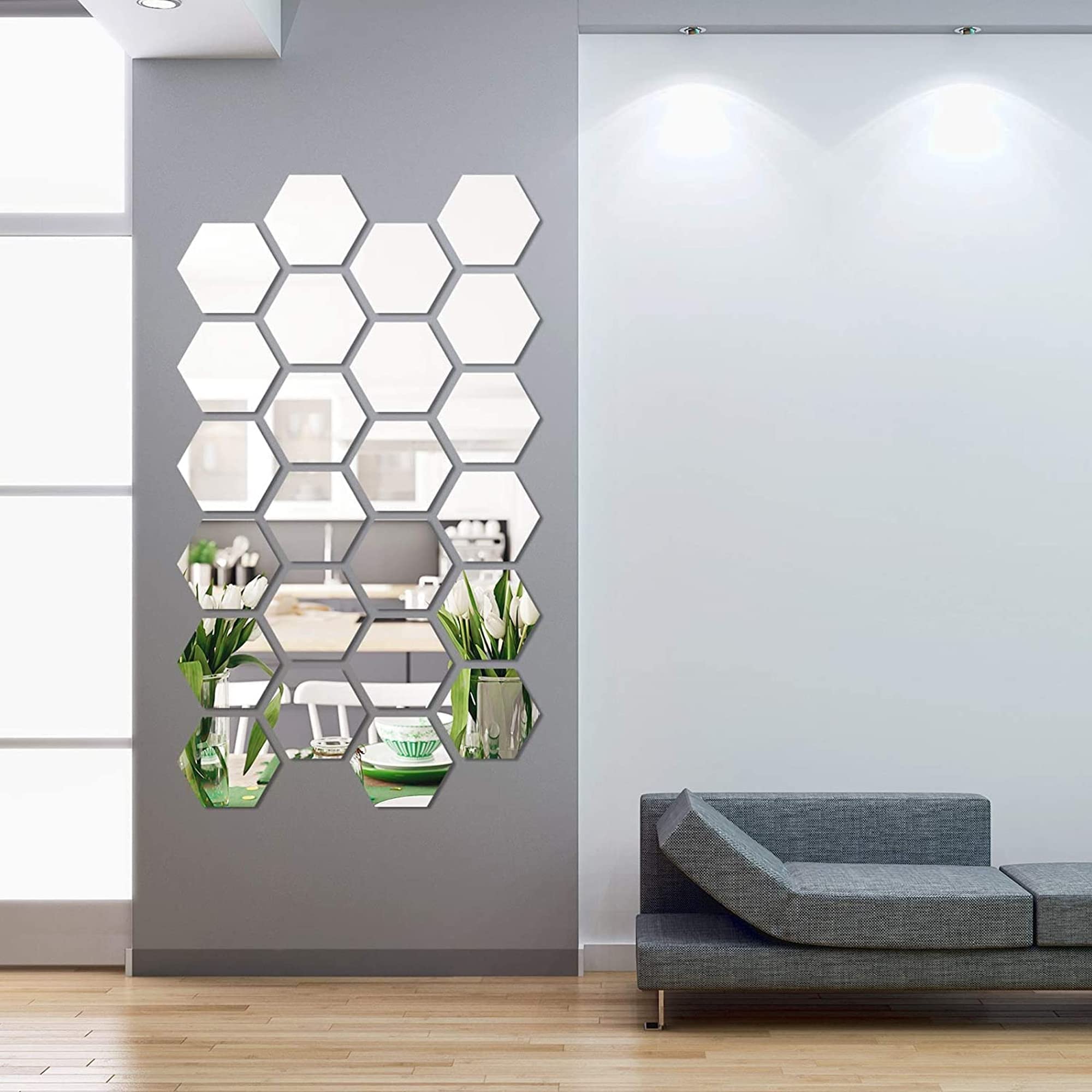 Sulfar 24 Pieces Removable Acrylic Mirror Setting Wall Sticker Decal for Home Living Room Bedroom Decor (Style 3, 24 Pieces)