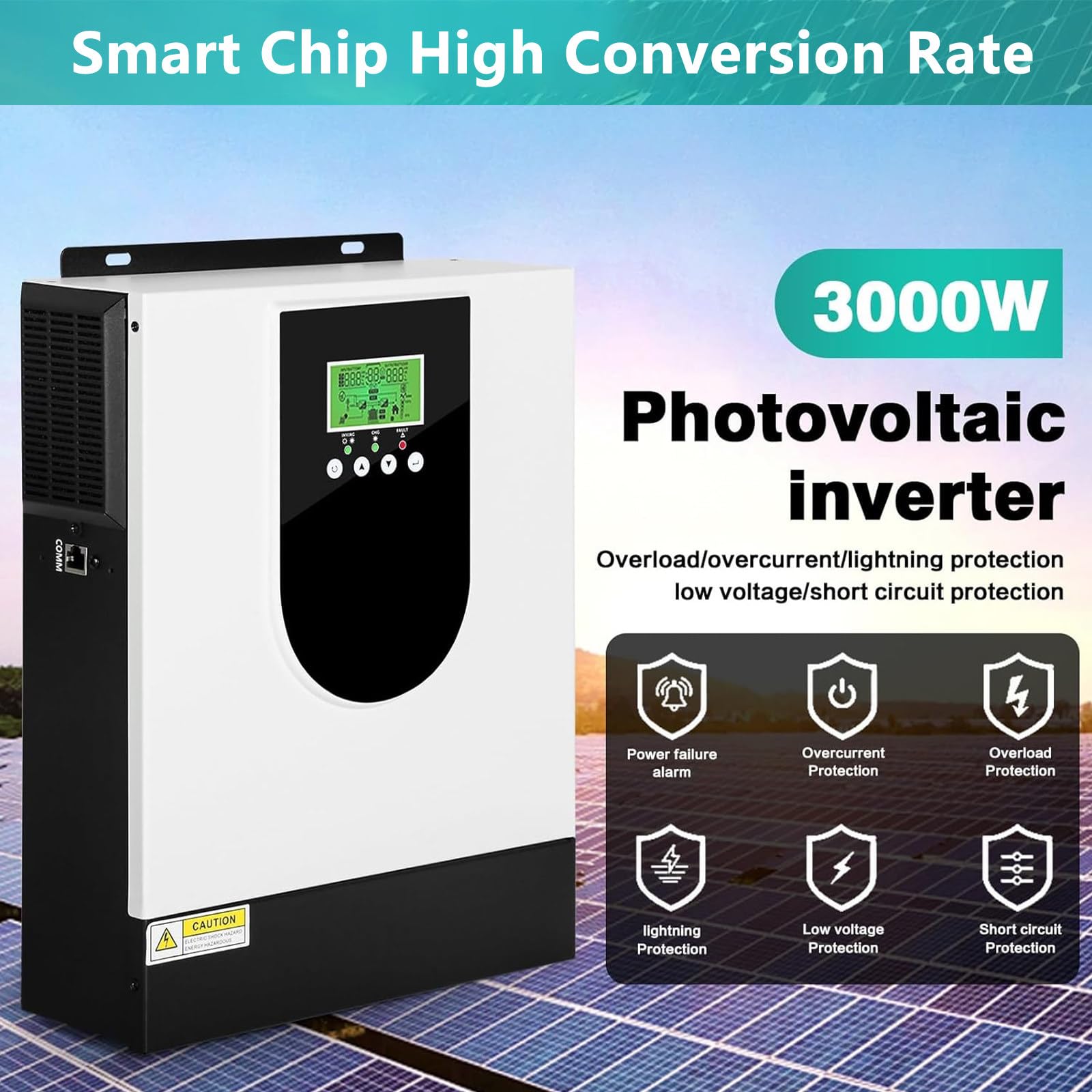 Inversor híbrido de 3000W, inversor Solar híbrido 24V AC230V con Controlador de Carga Solar MPPT de 80A, Entrada PV 30-400VDC