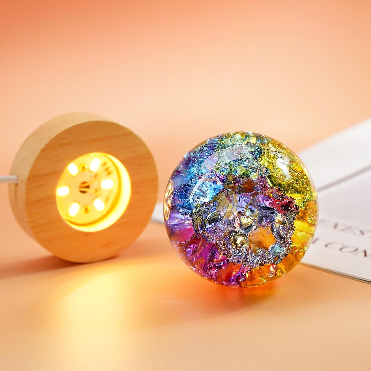 60mm Crystal Ball Colorful Ice Cracked Glass Ball Night Light