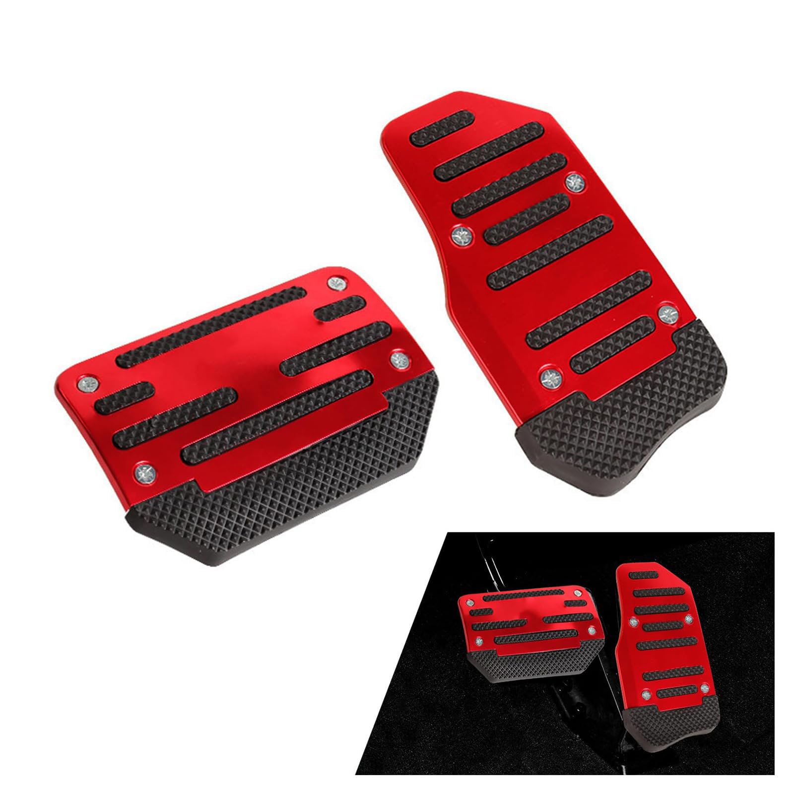 GQCUHMEMY Car Accelerator Brake Pedal Covers, for VW T5 T6 Multivan/MK6 Anti Slip Foot Treadle Pads Rubber Aluminium Footrest No Drill,C