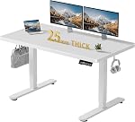 55 x 24 Inch Whole Piece Electric Standing Desk - 1 Inch Thick Seamless Solid Tabletop Adjustable Height Office Desk, Double Beam Frame Sturdy Sit Stand Workstation,Black