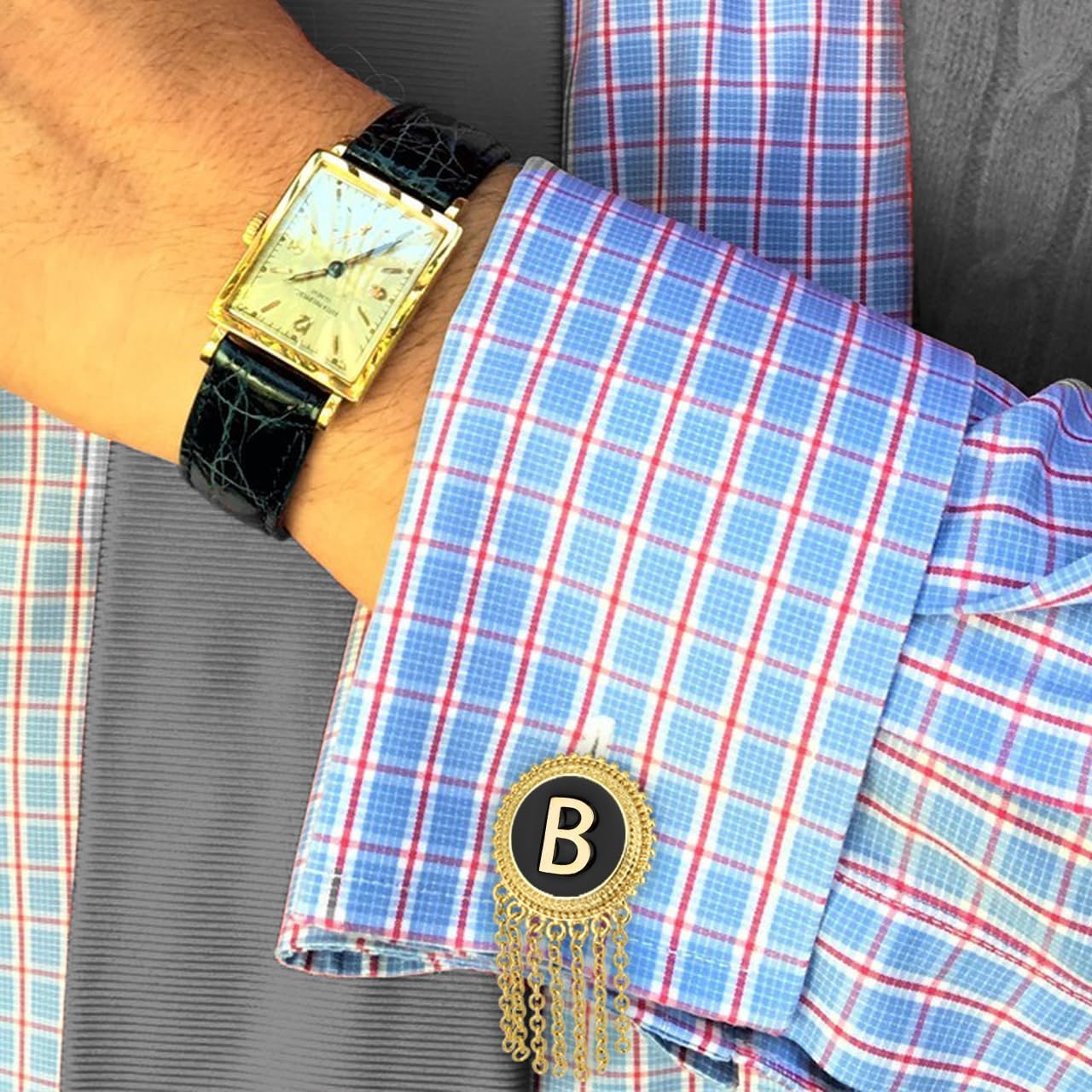 HAWSON Initial Cuff Links Mens, 18K Gold Cufflinks A-Z Personalized Gifts for Men on Wedding Birthday Anniversary Business Father's Day - Image 3