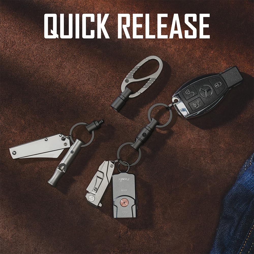 KeyUnity KA07 Black Titanium Swivel Keyring Connetor , Anti Keychain