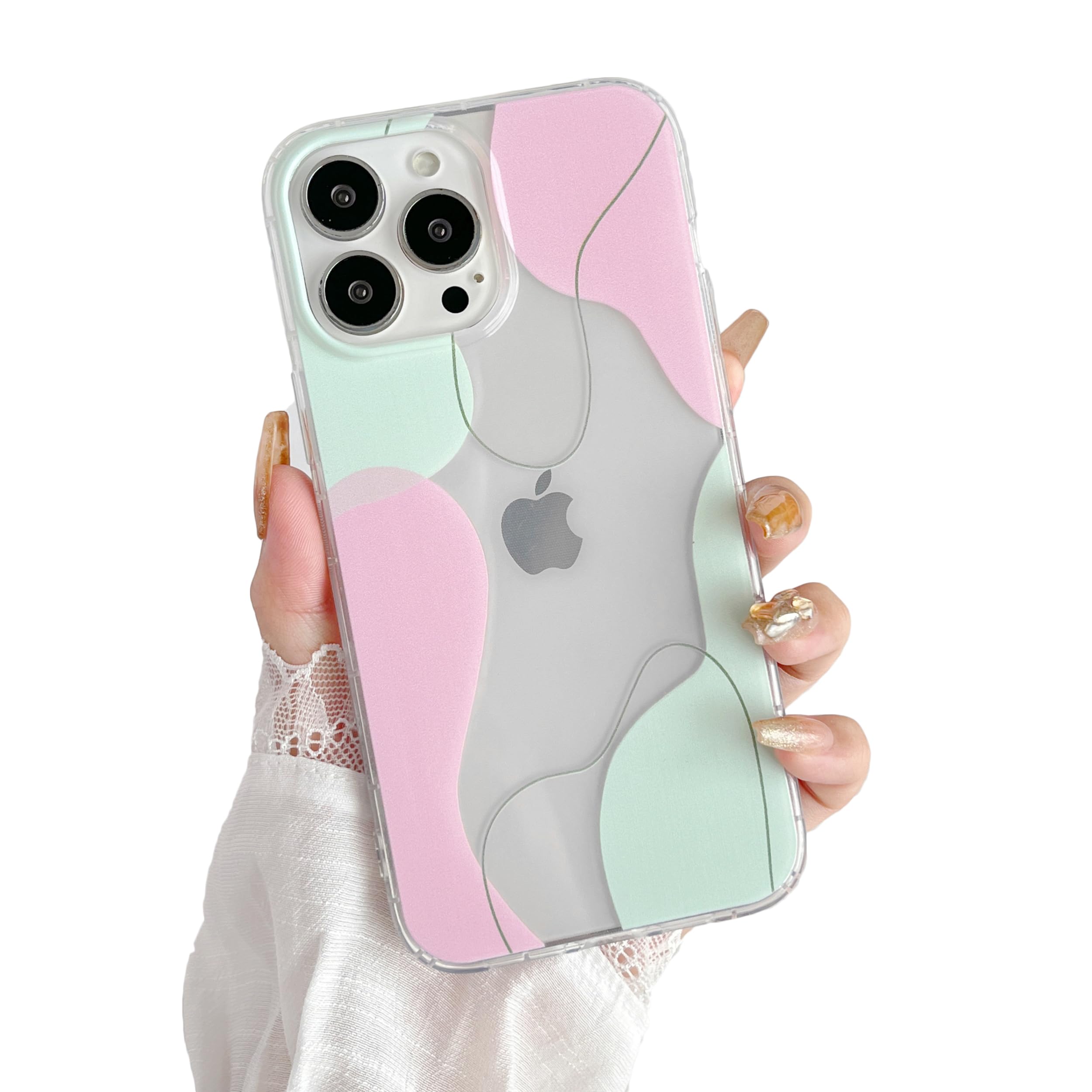 DEFBSC Compatible with iPhone 15 Pro Max Case, Soft Shaped Art Design with Built-in Bumper Protective Phone Case, Cute Slim TPU Cover Designed for