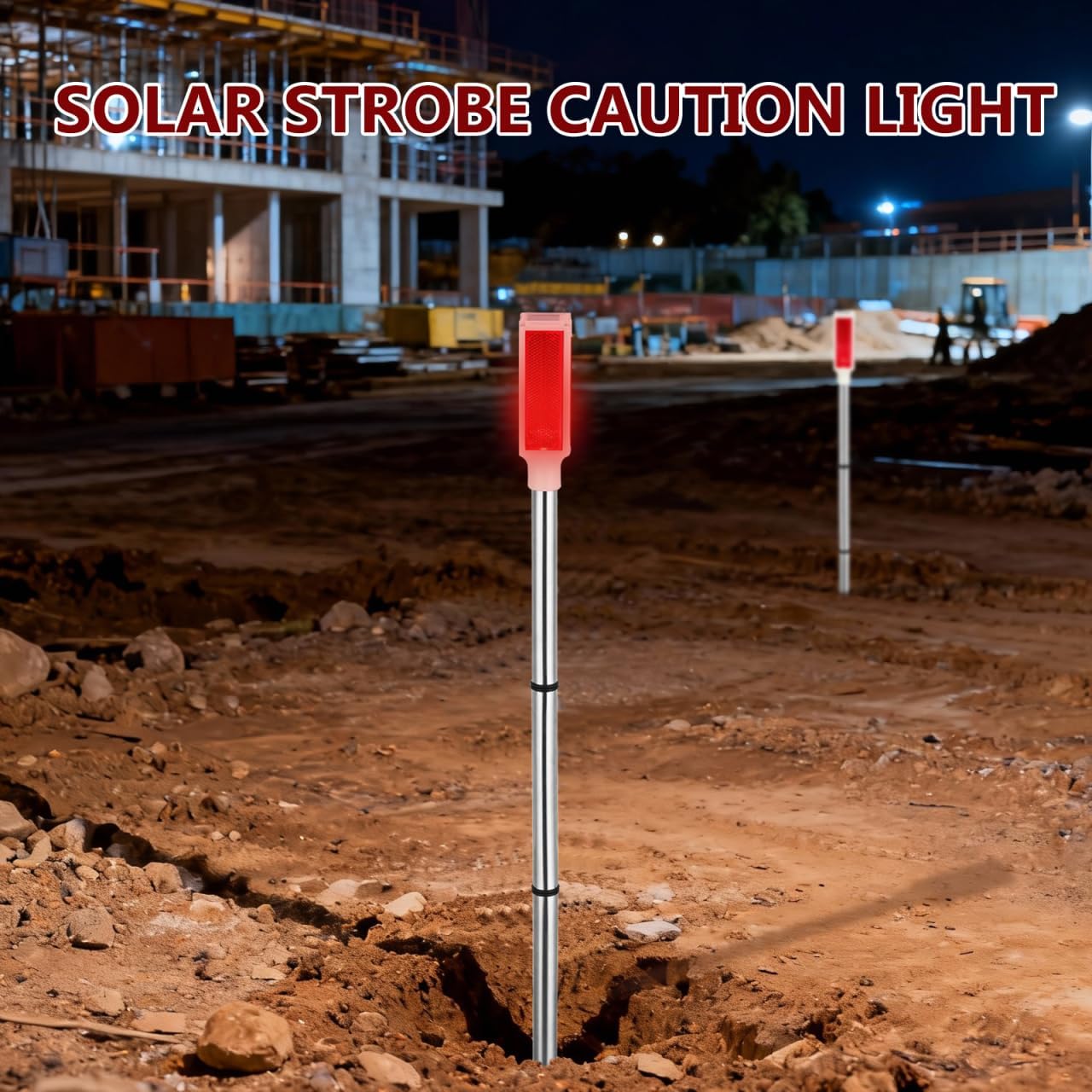DOITOOL 2 Pcs Driveway Markers Solar Powered, 30 Inch Reflective Red Driveway Reflectors on Poles for Snow Road Outdoor Yard Parking Lots Strobe Warning Landscape Lighting