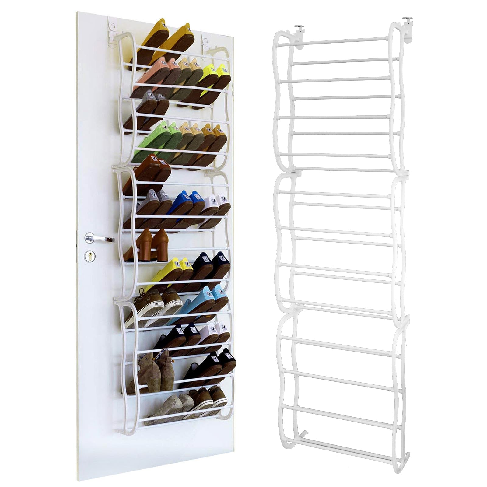 Amazon.com: TeqHome Zapatero sobre la puerta, 36 pares de zapateros sobre  la puerta, 12 capas para colgar en la pared, organizador de zapatos,  soporte de almacenamiento para colgar en la puerta y