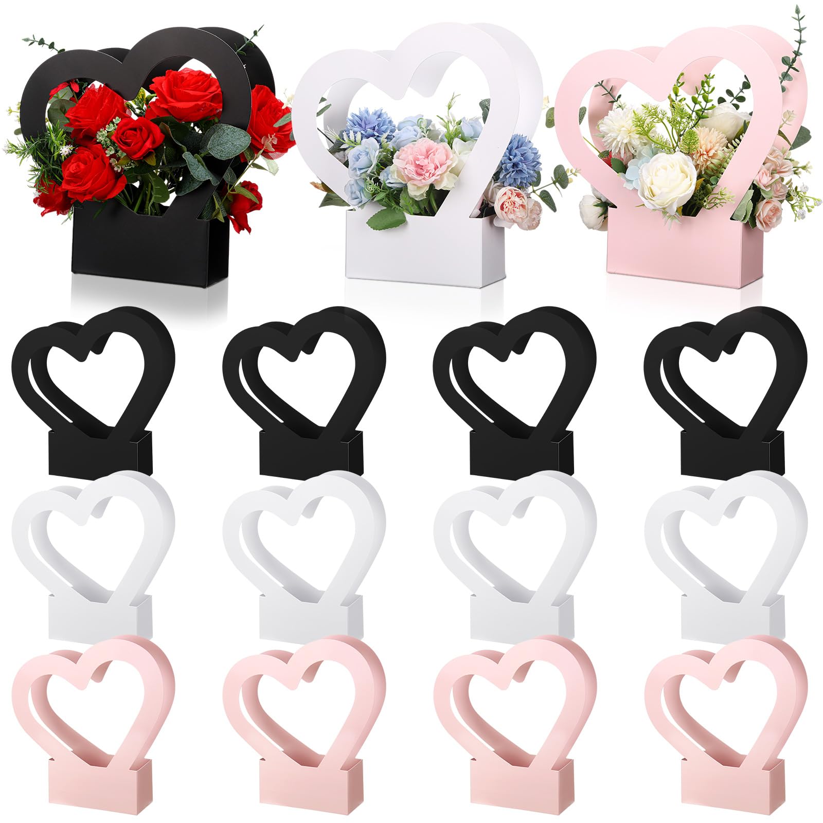 Boîtes en forme de cœur pour bouquets de fleurs sans pli - 8