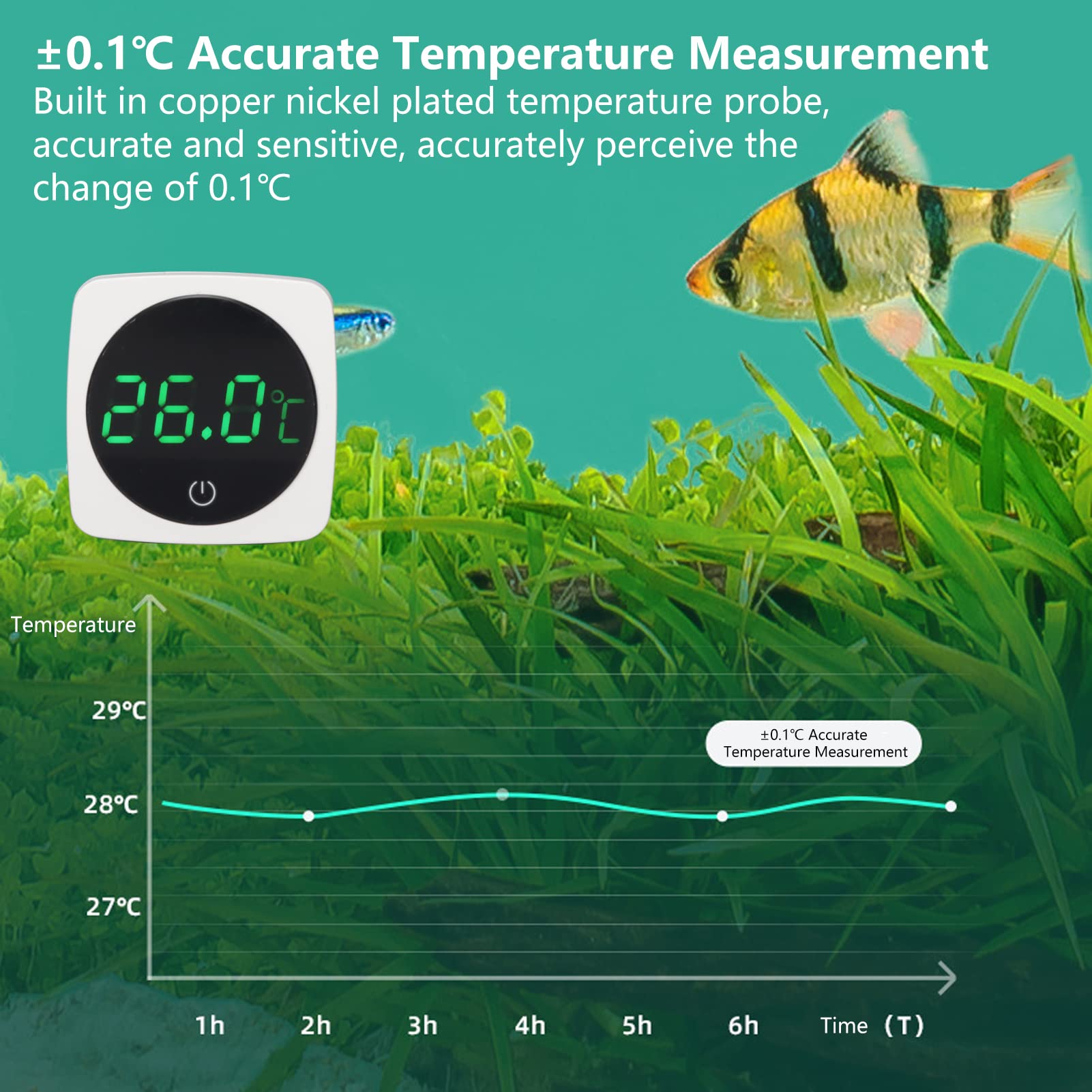 Termometro Digitale LED Per Acquario - Sensore Precisione Forma Goccia Adesivo