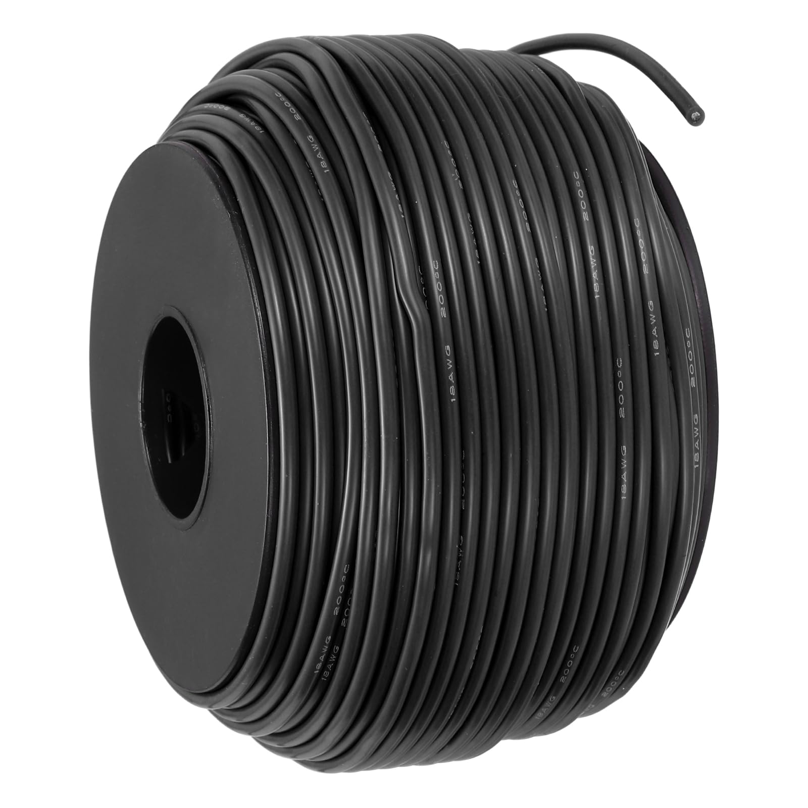 sourcing map 18 AWG Flexible Silicone Wire 61m/200ft, 18 Gauge Tinned Copper Electrical Stranded Wire 200 Celsius/392 Fahrenheit High Temperature Hookup Spool for DIY Model Wiring, Black