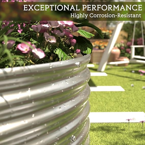 3 Pack Oval Corrugated Galvanized Steel Raised Garden Bed Outdoor, Metal Above Ground Garden Bed for Vegetables and Flowers, Raised Beds for Gardening-4x2FT