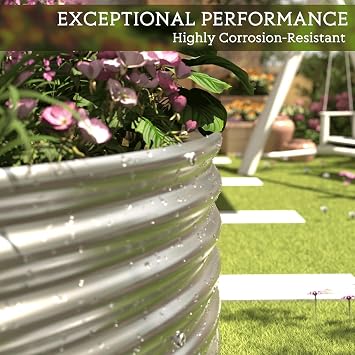 3 Pack Oval Corrugated Galvanized Steel Raised Garden Bed Outdoor, Metal Above Ground Garden Bed for Vegetables and Flowers, Raised Beds for Gardening-4x2FT