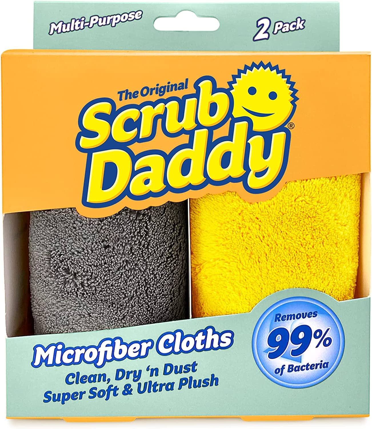 Scrub Daddy Microfiber Cloths - All Purpose Super Soft Ultra Plush Microfiber Towels - Contains Grey Yellow Cleaning