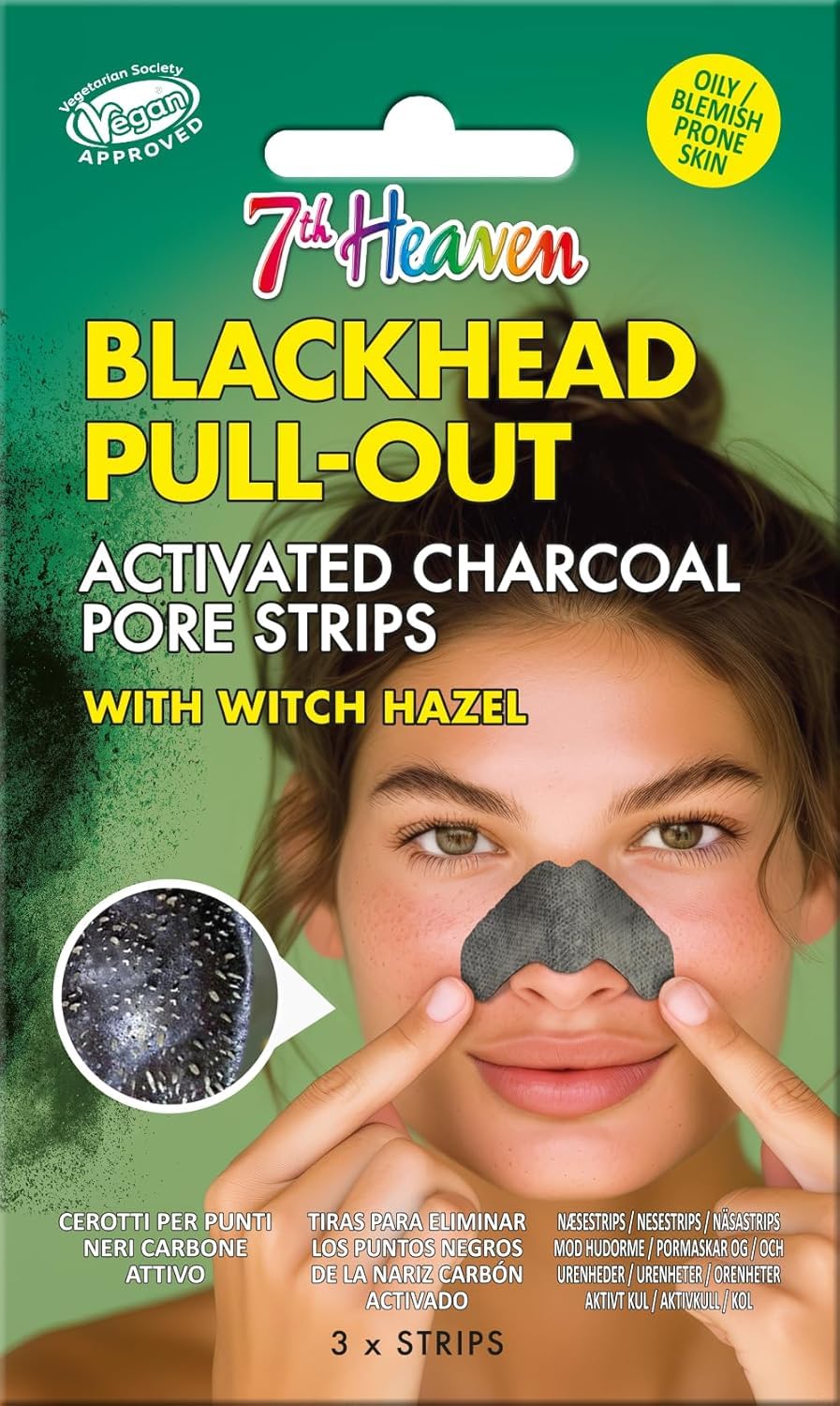 7th Heaven Charcoal Nose Pore Strips - Aloe Vera Infused for Blackhead