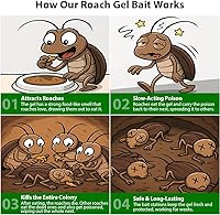 Vista 2 de Paquete de 12 estaciones de cebo de gel para cucarachas en interiores, potente mata cucarachas en interiores para infestación de cucarachas, cebo
