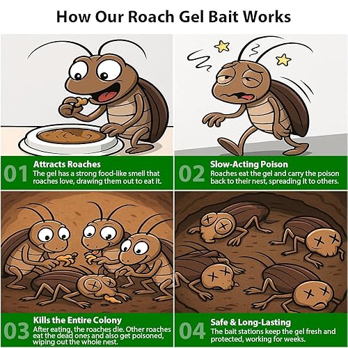 Miniatura 2 de Paquete de 48 estaciones de cebo de gel para cucarachas en interiores, potente mata cucarachas en interiores para infestación de cucarachas, cebo de