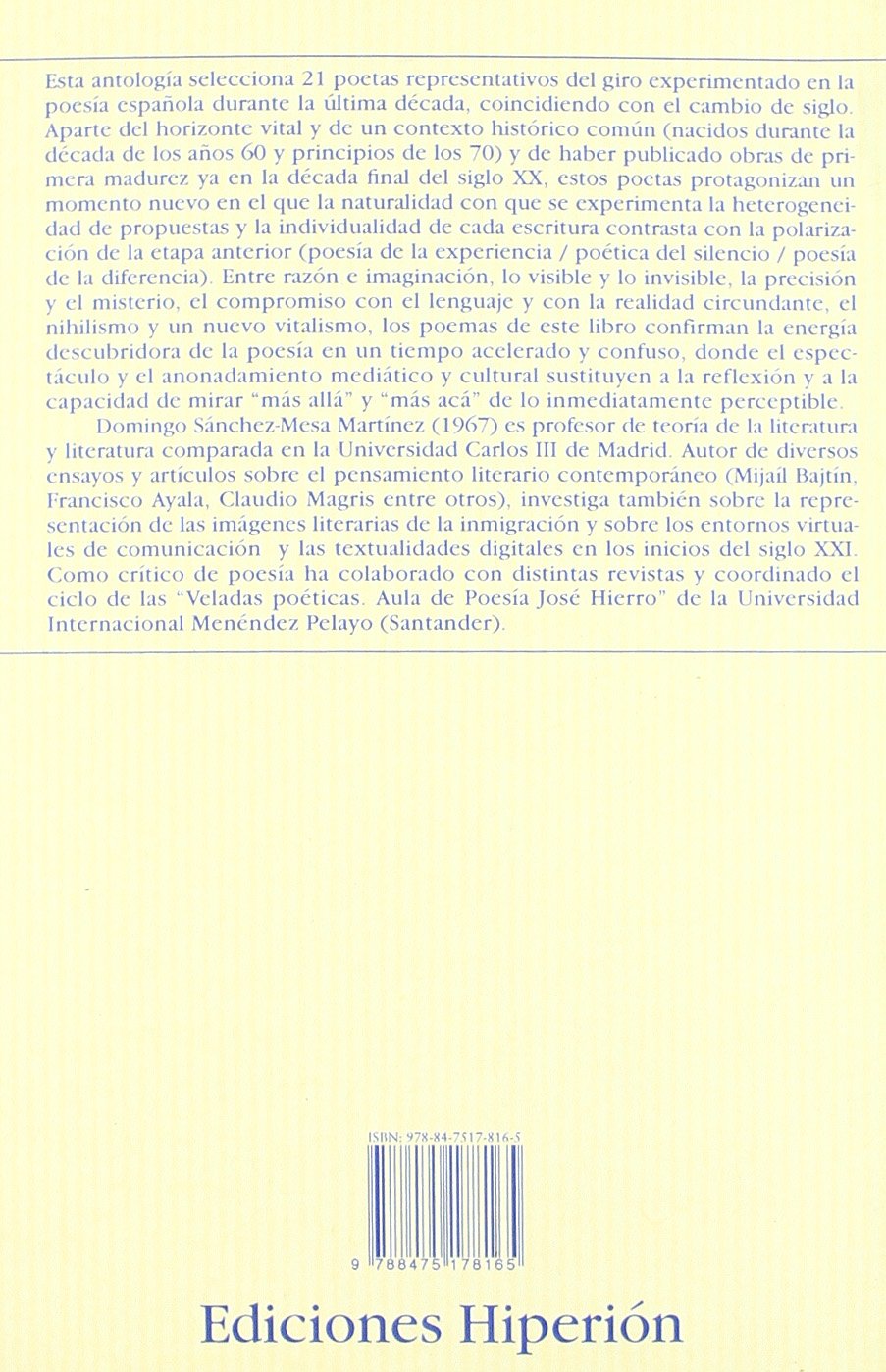 Cambio de siglo: antología de poesía española, 1990-2007 (Poesía Hiperión)