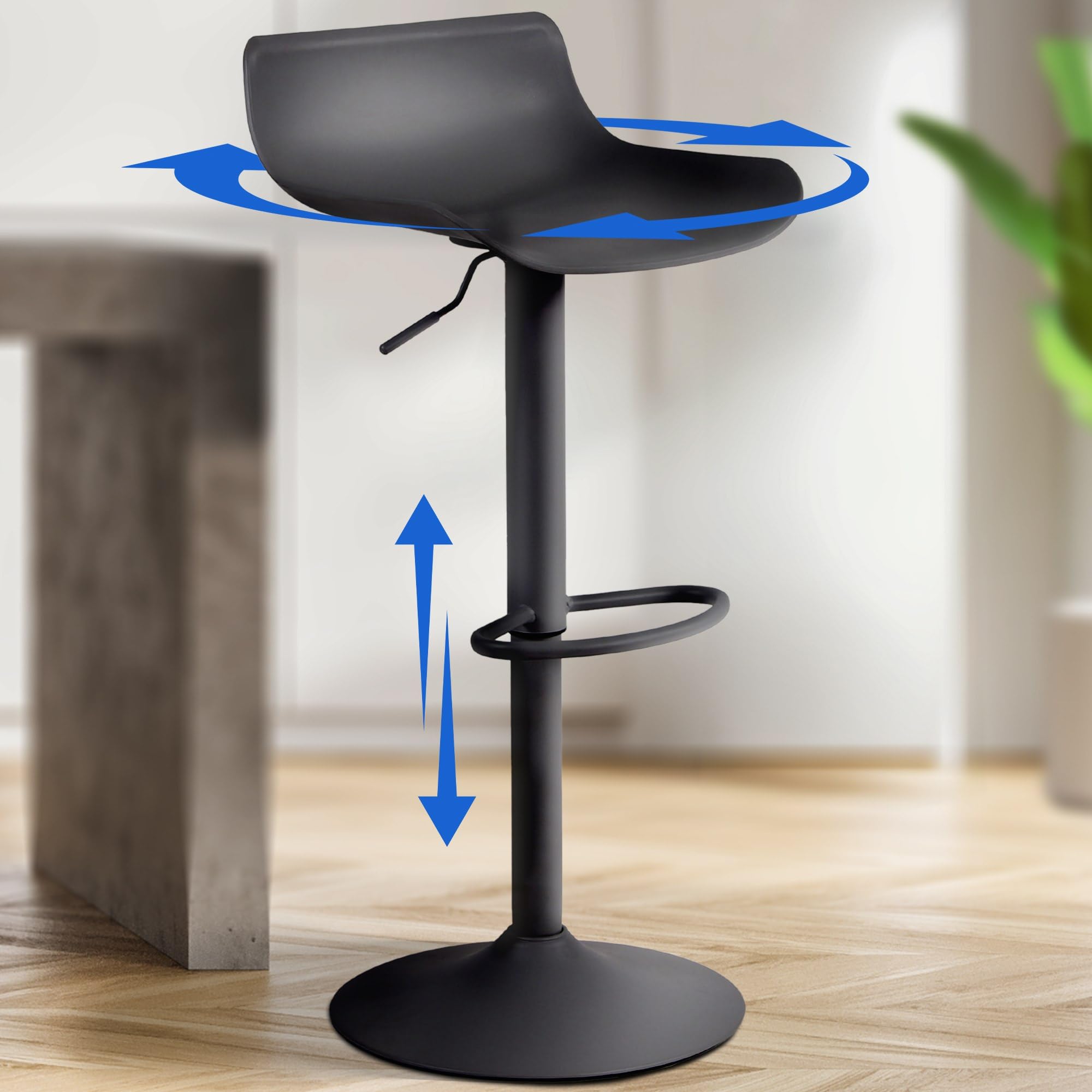 Set 2 Sgabelli Bar ALMADA - Regolabili 57-78 Cm, Girevoli, In Polipropilene, Bianco - Foto 6