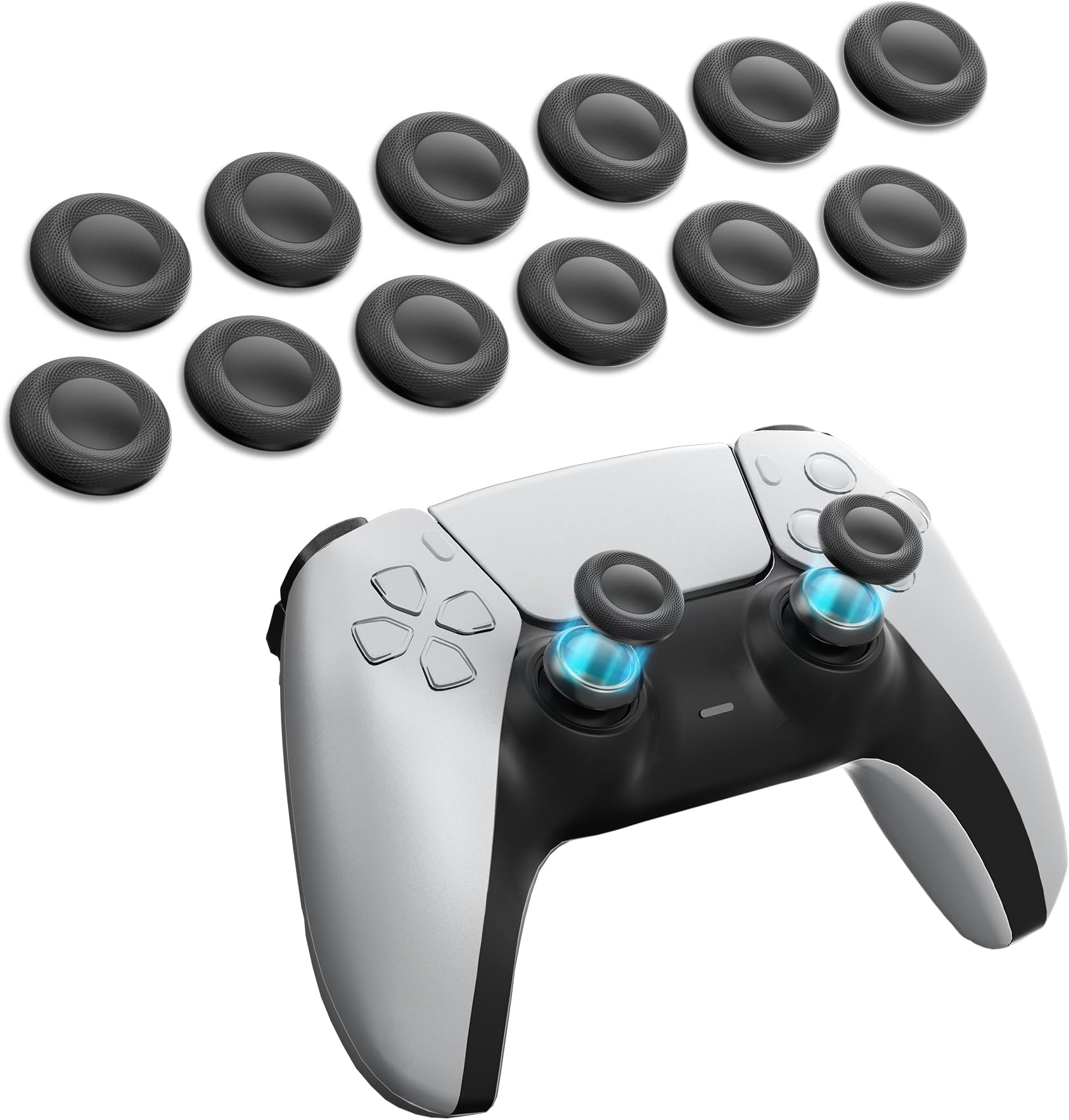 Calycal 12 Pack in Gray, Compatible for PS4/PS5 Controller Joystick Caps Replacement, Scratch-Proof, Non-Stick, Anti-Fingerprint Compatible with Someone, Good Product
