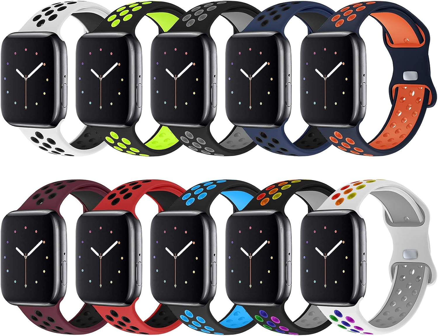 NOY Sport Bands Compatible with Apple Watch Bands 42mm 44mm 45mm 46mm 49mm, Breathable Soft Silicone Sport Women Men Replacement Strap Compatible for iWatch Series 10/9/8/7/6/5/4/3/2/1/SE/Ultra