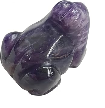 Natural Amethyst Frog Crystals and Healing Indoor Decorative Stones,1.5" Hand Carved Animal Collectible Feng Shui Decor