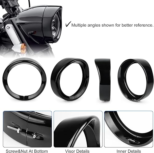 Miniatura 9 de OVOTOR Visor redondo de 7 pulgadas para faros delanteros compatible con Harley 94-14 FLHR Touring Electra Glide motocicleta cromada, paquete de 1